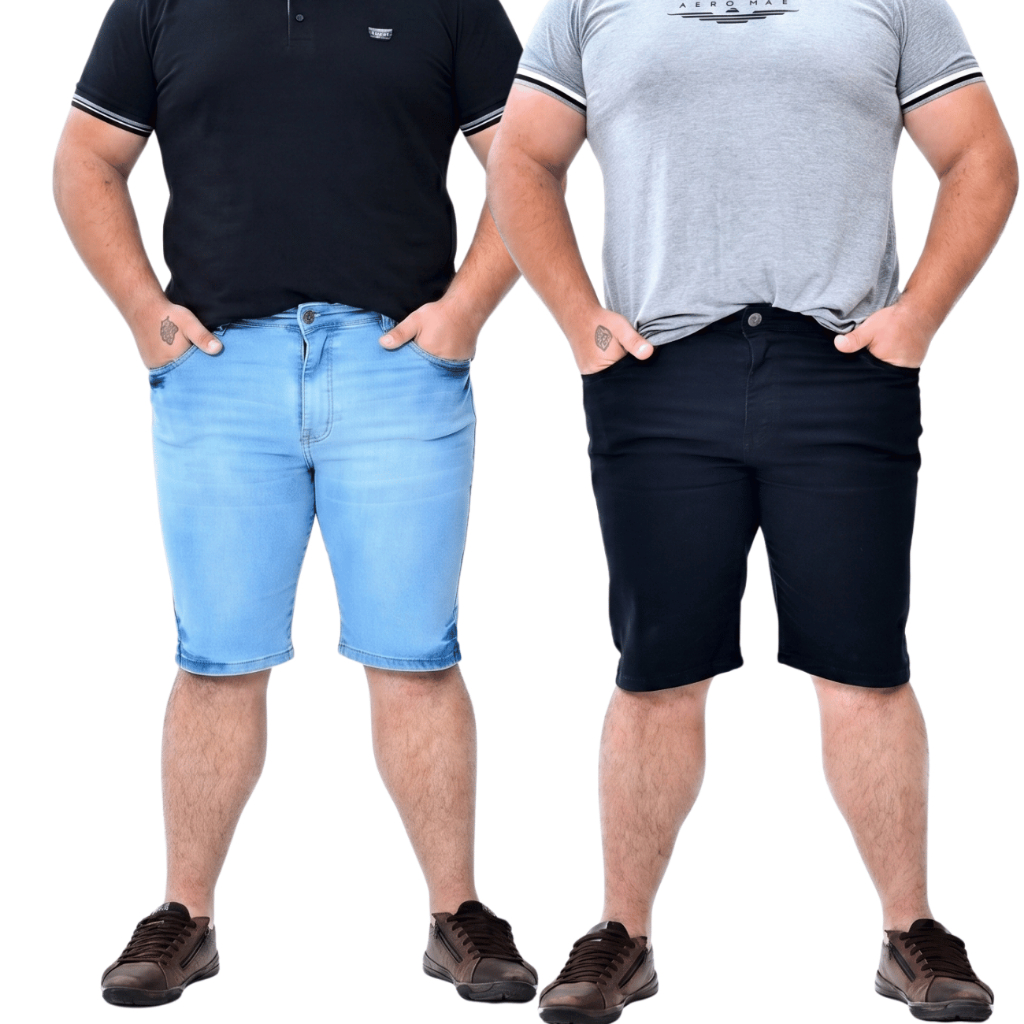 Kit 2 Bermudas Jeans Masculinas Plus Size Lycra Elastano Casual Conforto Tamanhos Grandes Estilo Moda em Oferta na Shopee