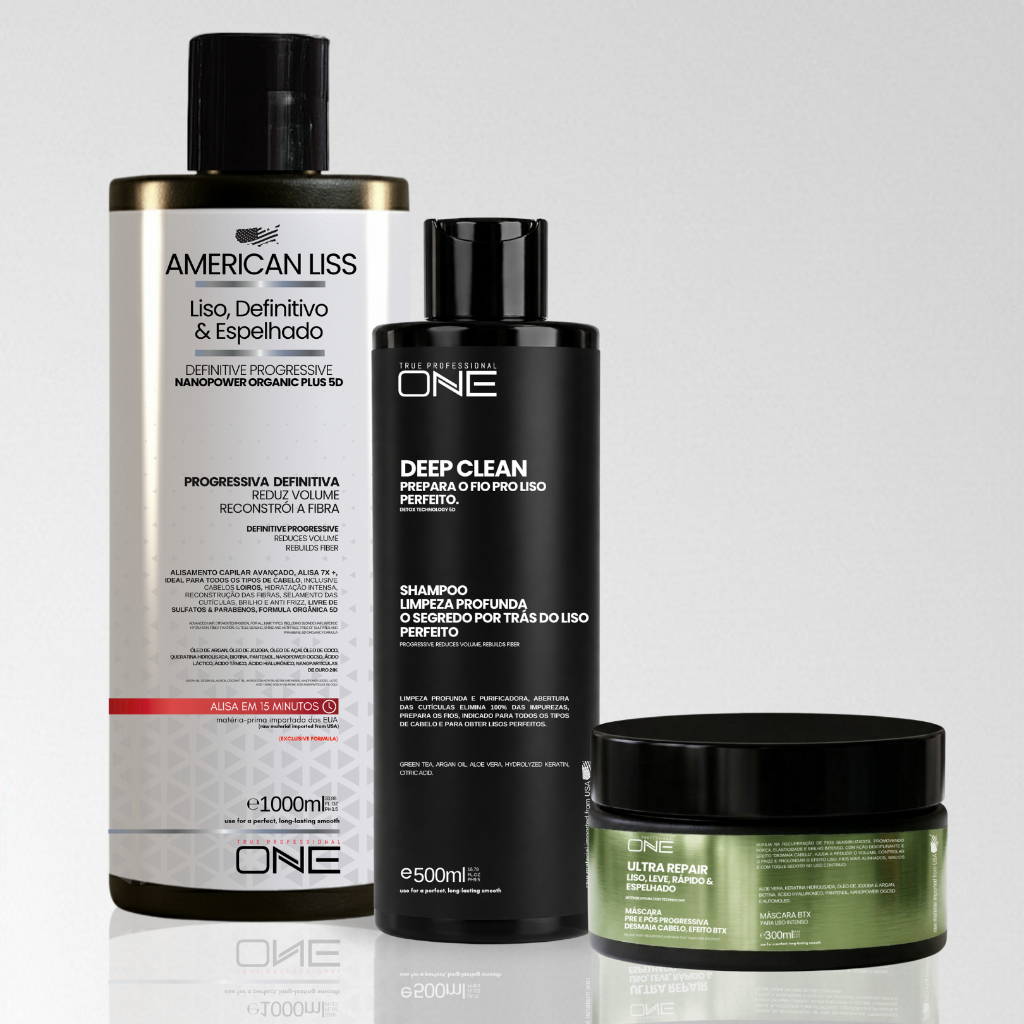 Kit Definitiva American Liss 1000ml + Shampoo anti resíduos 500ml + máscara  300g em Oferta na Shopee