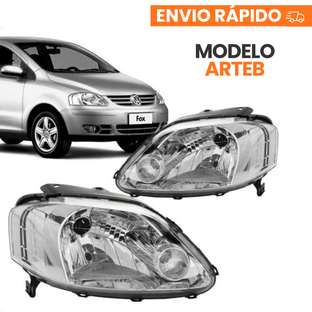 Par Farol Volkswagen Fox 2004 2005 2006 2007 Foco Simples Modelo Arteb