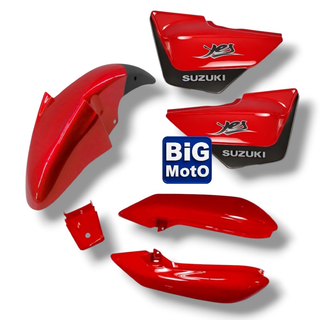 Kit Carenagem Suzuki Yes 2005/2013 Vermelho - Par Tampa lateral + Paralama dianteiro + Rabeta traseira