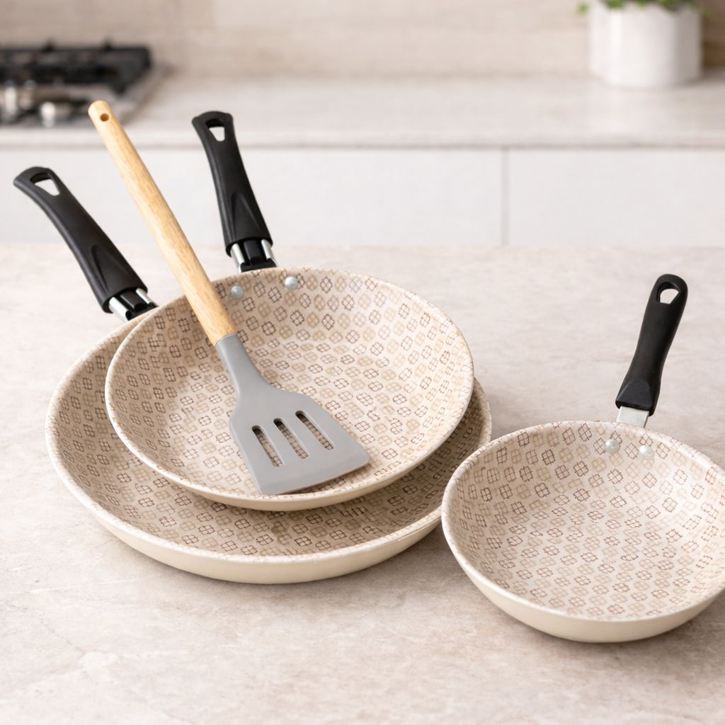 Conjunto Frigideiras Antiaderente Teflon Creme