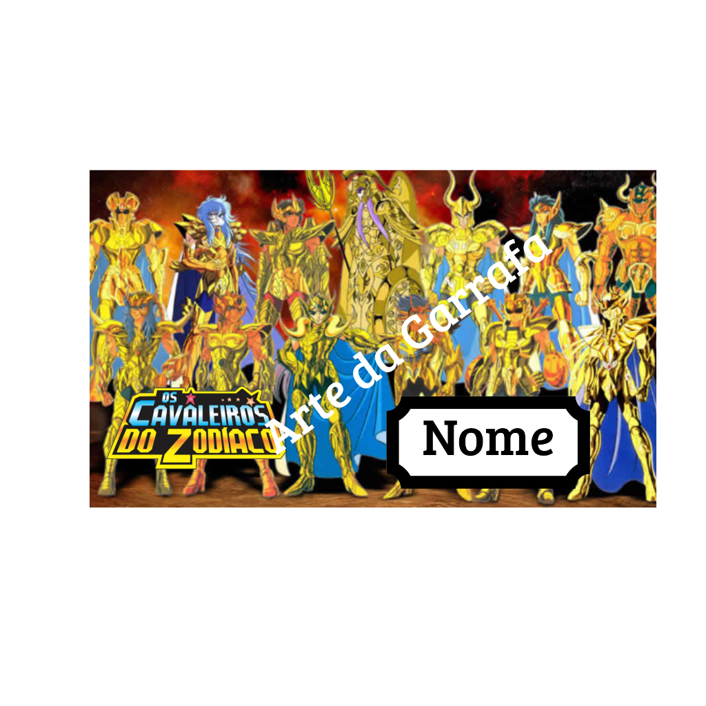 Garrafa Cavaleiros do Zodíaco Personalizada com Nome 600ml Alumínio Squeeze Seiya Saint Seiya