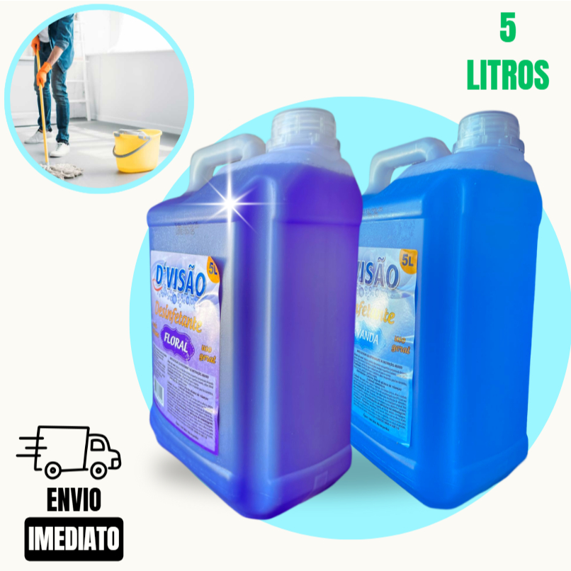 Desinfetante Floral ou Lavanda 5L | Limpeza Bactericida e Perfume Duradouro