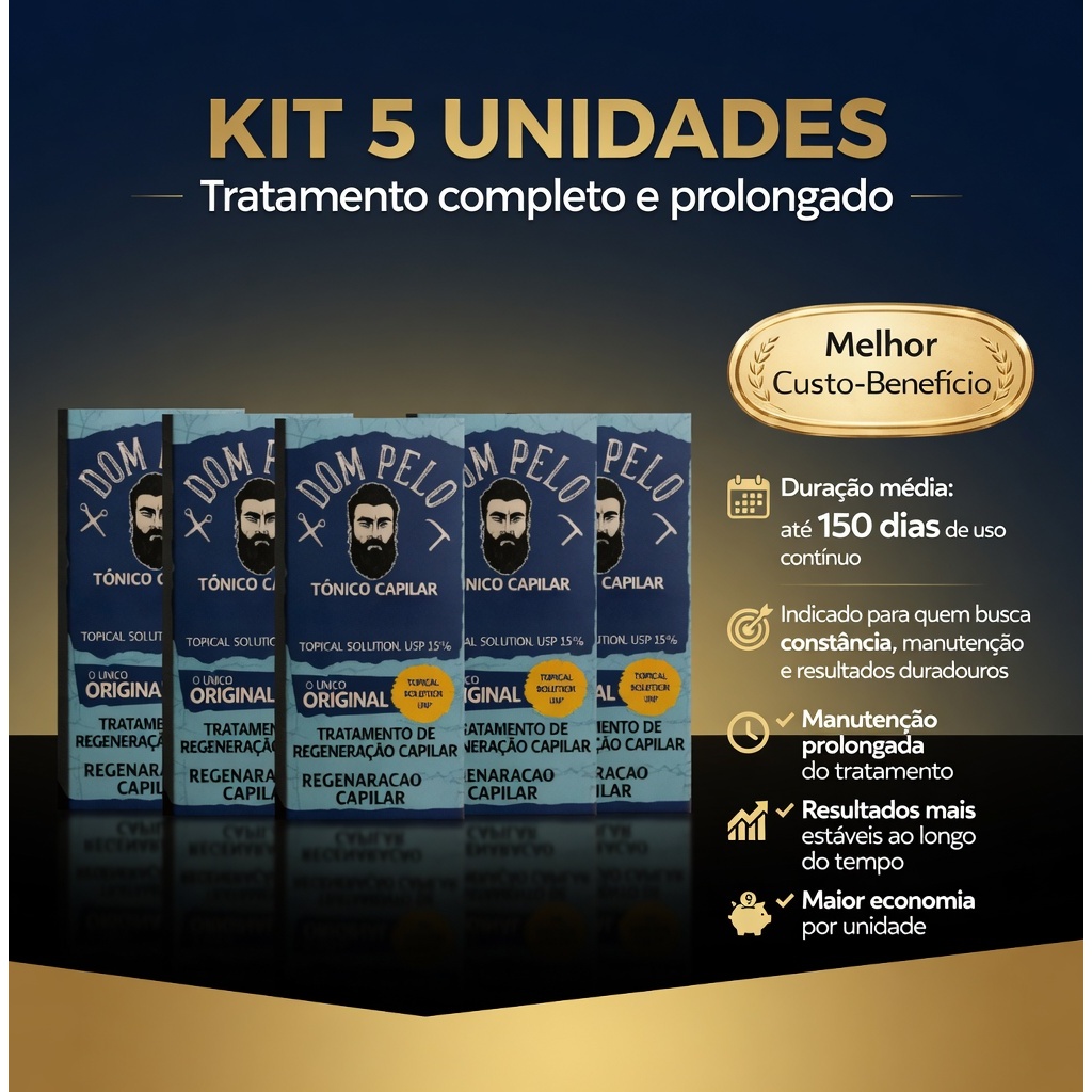 Kit 5 - Tonico Capilar Dom Pelo Cresce Barba Cabelo Sobrancelha 120ml