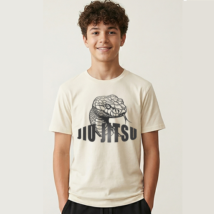 Camiseta Infanto Juvenil Jiu Jitsu - Estampa Cobra Jiu Jitsu - 100% Algodão