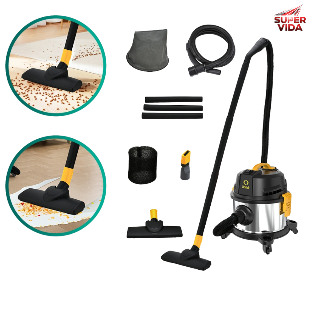 Aspirador de Pó e Água Industrial 3 em 1 Inox 12/15L 1600W 127/220V Aspira Pó, Absorve e Sopra