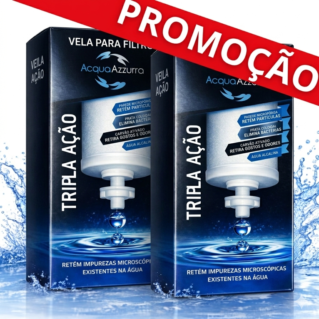 02 Velas Filtro de Barro Tripla Ação Carvão Ativado Prata Coloidal - SERVE PARA TODOS FILTRO BARRO
