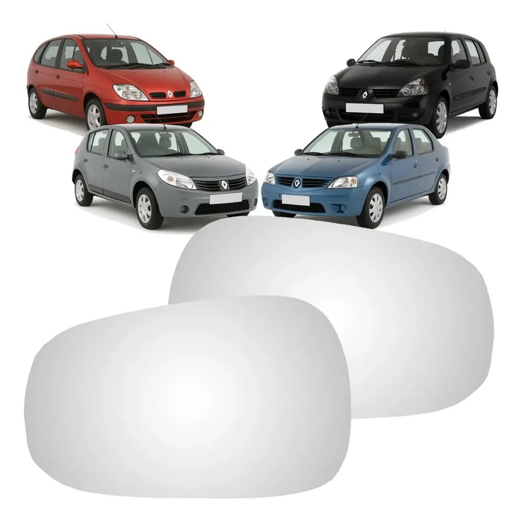 Lente Retrovisor Logan Sandero 2007 e 2008 Clio Scenic 1998 a 2012 Espelho Convexo Com Base