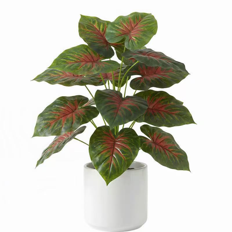 Planta artificial 80cm 24 folhas decoração casa sala folhagem tropical grande sem vaso