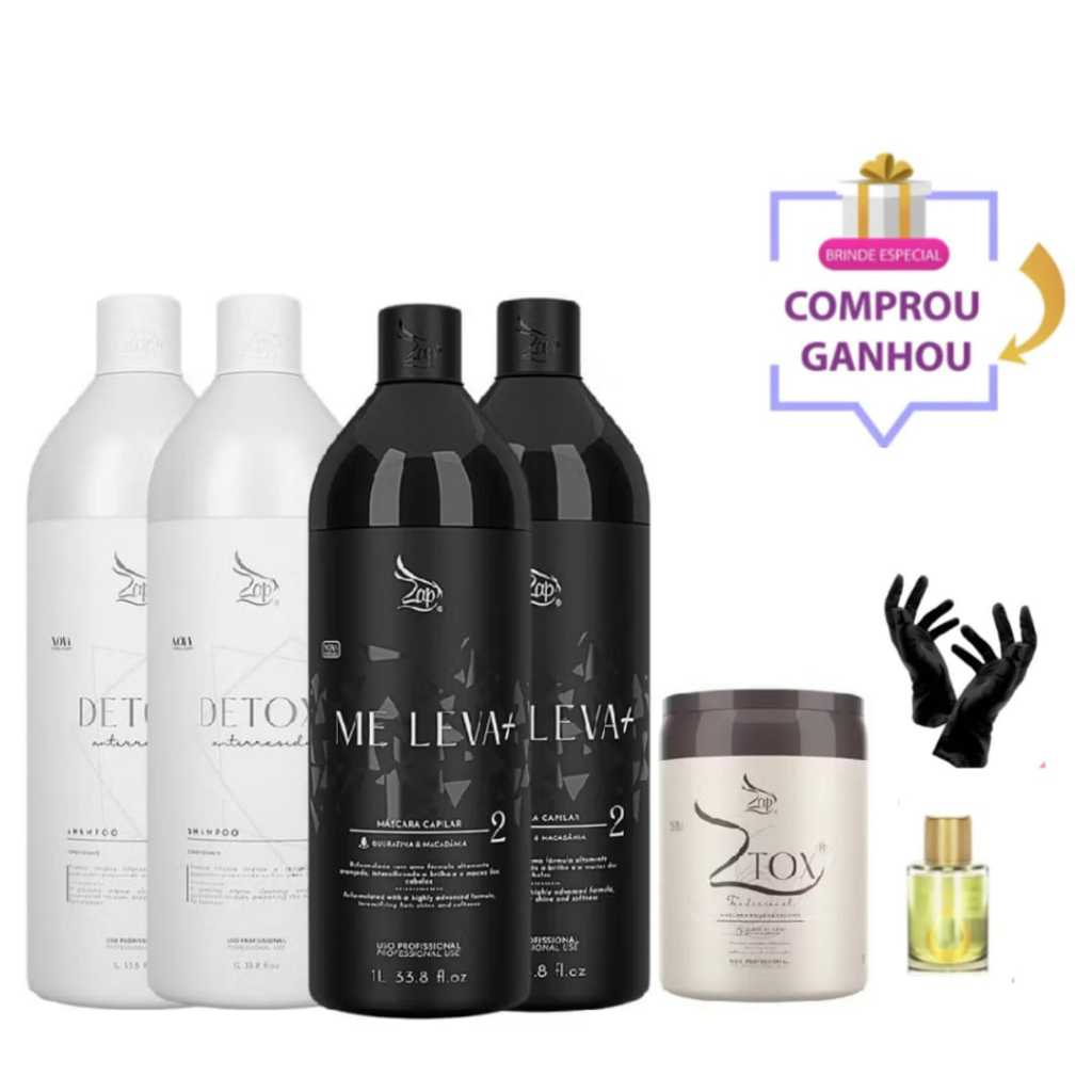 Zap Me Leva Black Escova Progressiva 2 Kits (2x1litro) e Zap Ztox 950gr