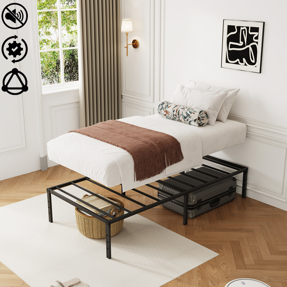 Cama De Casal/Cama de Solteiro Estrado de Metal Dobrável, Fácil de Montagem, Ripas de Aço Antiderrapante -O17