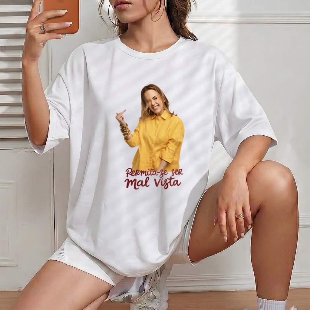 Camiseta Feminina Power Girl Permita-se Ser Mal Vista Ana Paula Renault BBB 2026 Homenagem