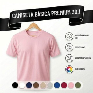 Camiseta Masculina Algodão Camisa Rosa Masculinas Slim Básicas Gola Redonda Tribo