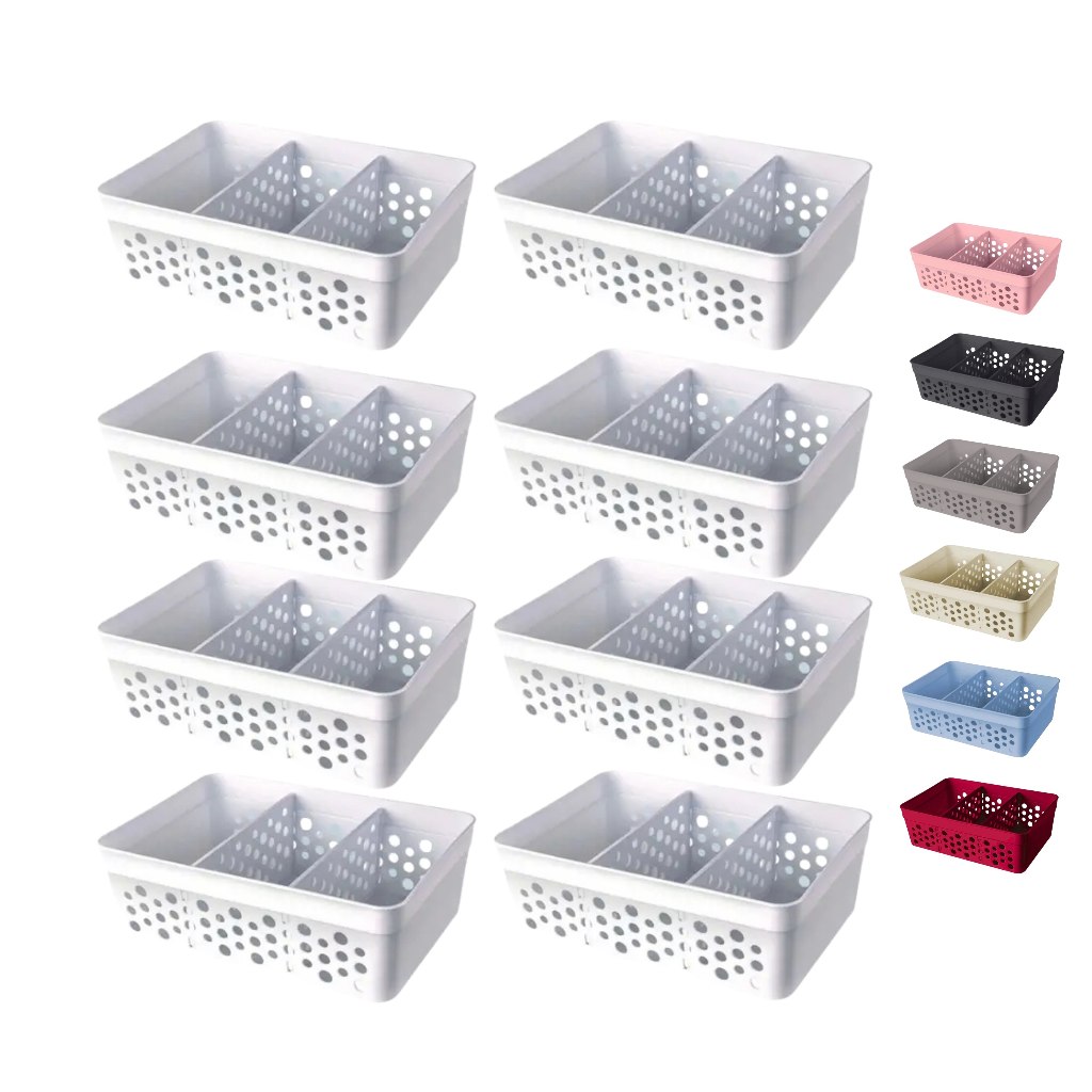 Cesto Organizador Kit 8 Unidades Médio Com 2 Divisórias 7 Cores Para Escolher - Usual Utilidades