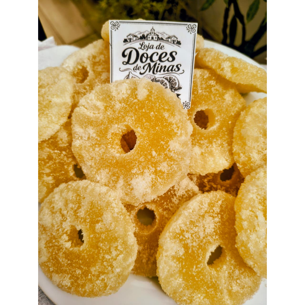 DOCE DE ABACAXI CRISTALIZADO - Emb. 300 gramas. em Oferta na Shopee