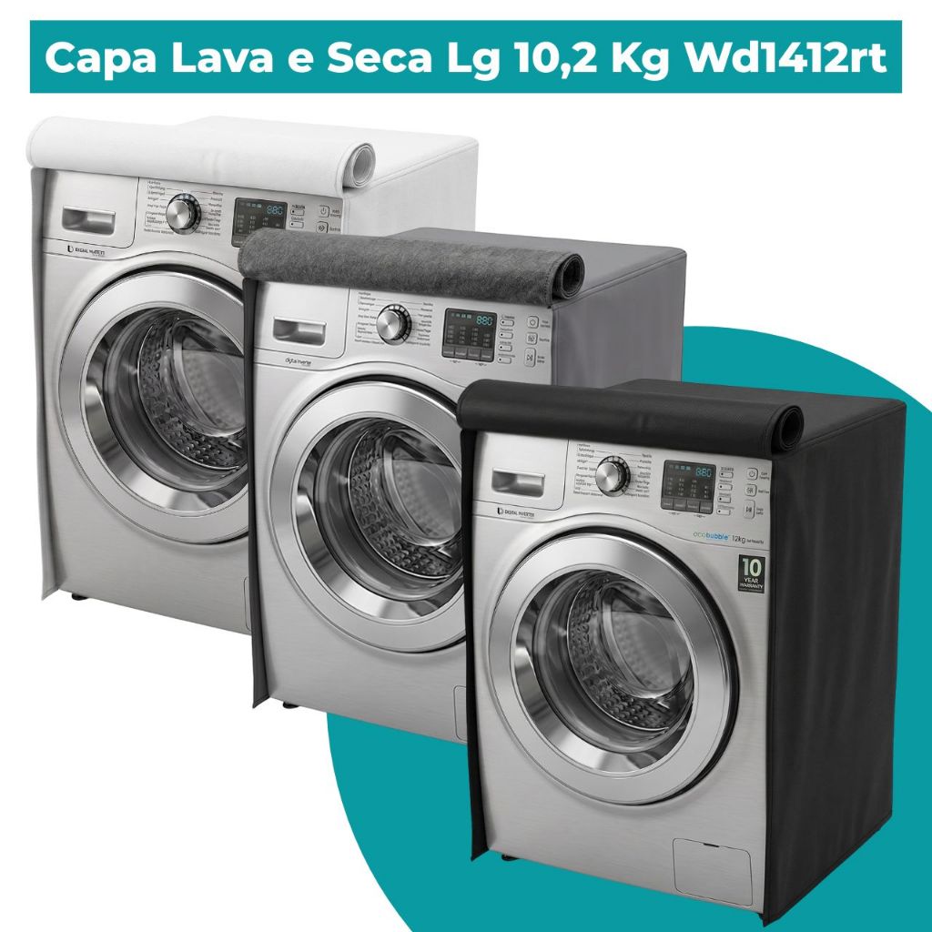 Capa Lava e Seca Lg 10,2kg Wd1412rt Protetora Impermeavel Reforçada Sol Chuva Poeira Maresia Sereno