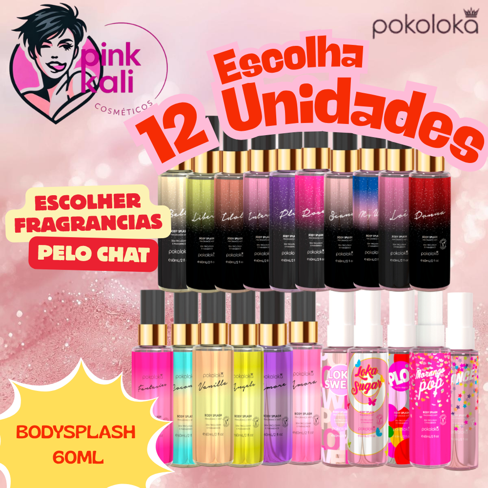 12 Unidades Body Splash 60ml POKOLOKA Original Perfumado Bolsa Feminino Spray ESCOLHA atacado