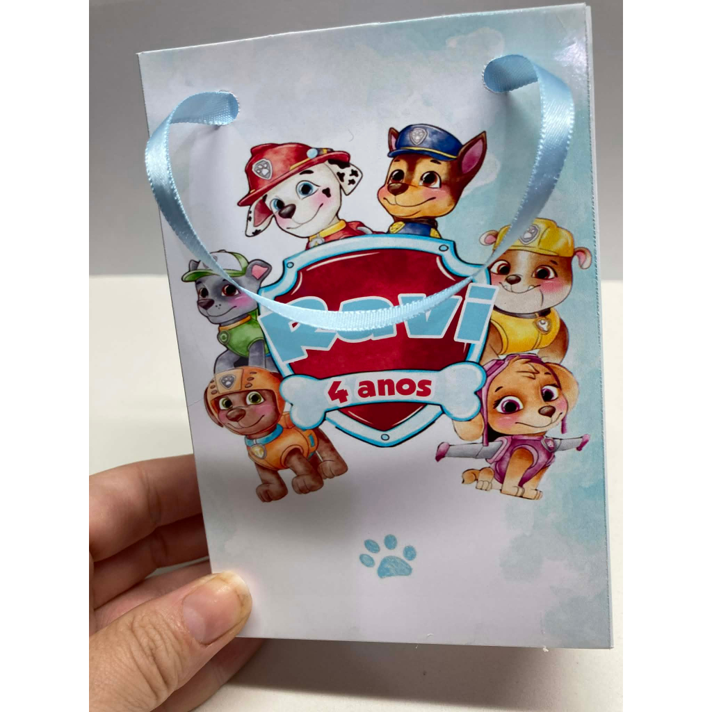Sacolinha Personalizada Lembrancinha Patrulha Canina Aquarela
