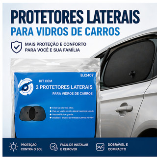 Protetor Solar Lateral Automotivo Kit 2 Unidades Dobrável com Ventosas Proteção UV Premium