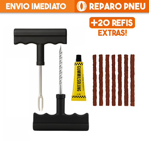Kit Reparo Pneu Sem Camara Carro e Moto Refil Macarrão Selante Remendo