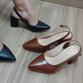 510 Tamanco feminino slingback com salto bloco de 7 cm, confortável pra todas as ocasiões.