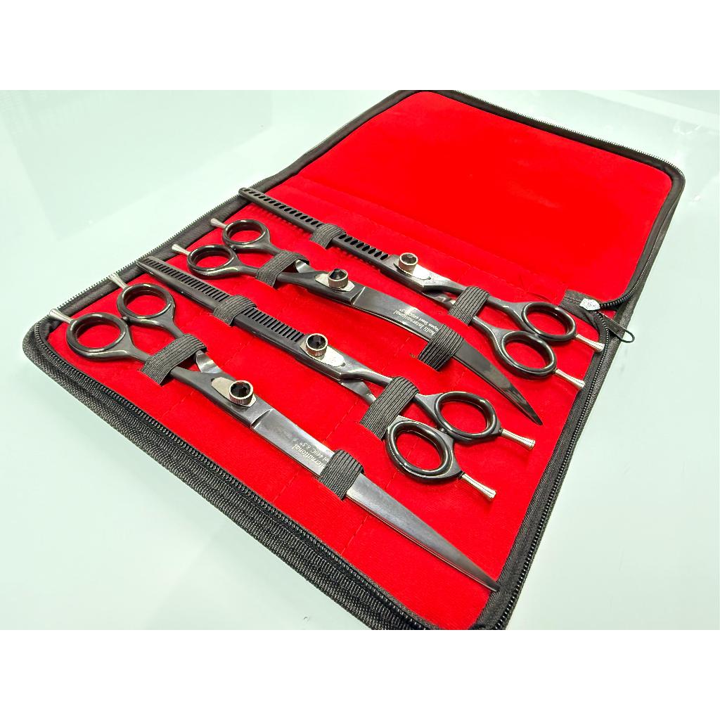 Kit Tesouras Bhalli International Aço 440c Japão 8,5 Fio Navalha Pet Shop Banho e Tosa
