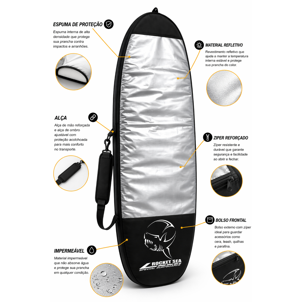 Capa Fun Board Capa Surf Viagem Prancha Funboard -  Capa Premiun