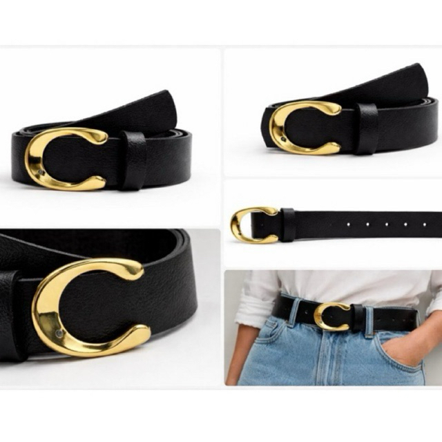 Cintos Femininos Fivela Dourada Ferradura Casual Tendência Da Moda Mulher Empoderada Cavalo Country Vaqueijada - Bella