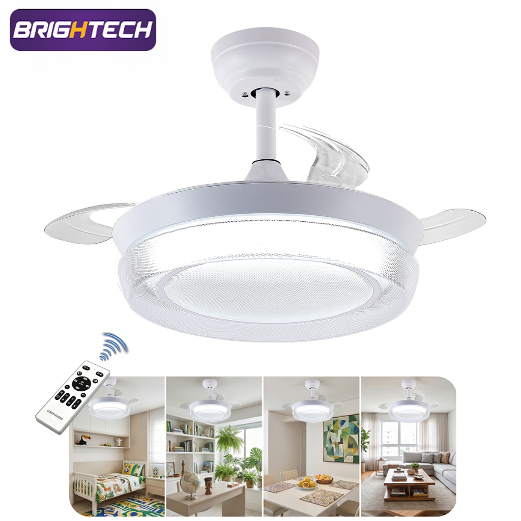 Brightech 42inch Ventilador De Teto Bivolt Retrátil Turbo Econômico Silencioso LED 3 Temperaturas