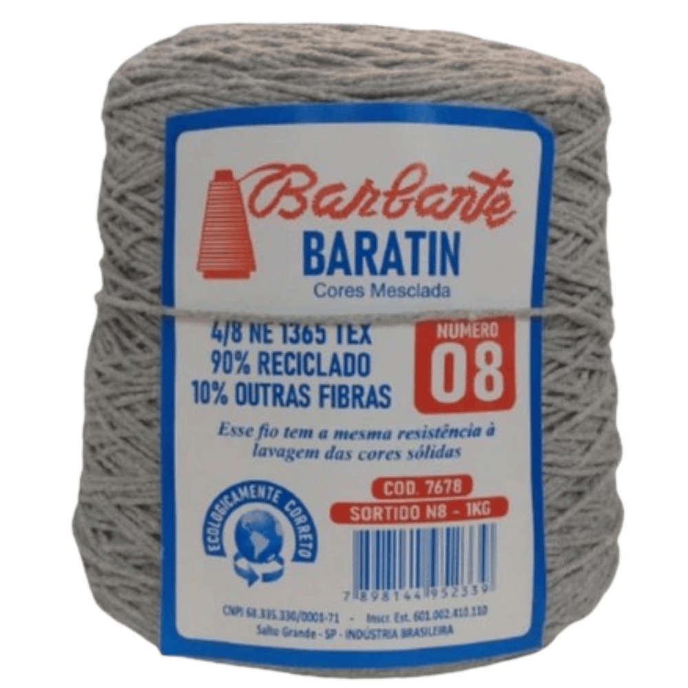 Barbante Baratin nº 08 1kg São Francisco Cor Cinza Claro Linha de Crochê TAPETES DE BARBANTE