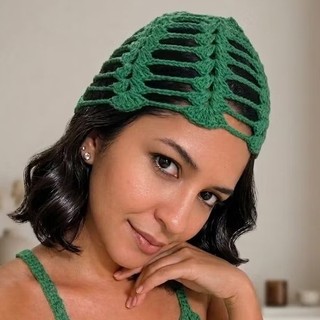 Touca Headpiece De Crochê Brasil - Hairpiece Colorida Festival / Copa