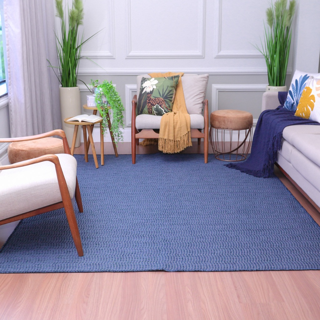 Tapete Sisal 100x150 Cinza Verde Azul Clean Moderno para Sala, Quarto e Escritório ambiente com mais elegância conforto