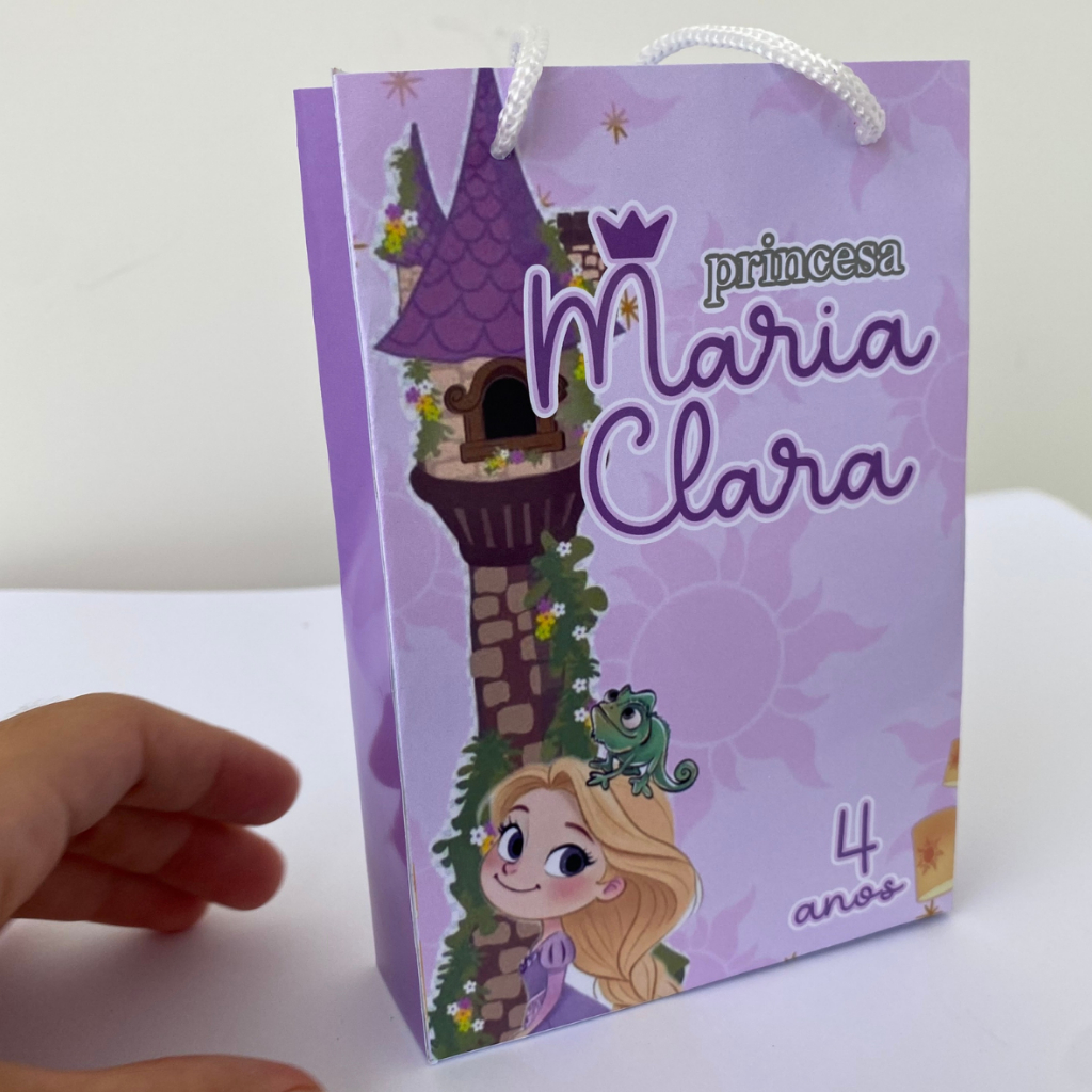 Kit Sacolinha 10|15|20 Personalizada Rapunzel Festa 10x15cm | Lembrancinha, Embalagem, Kit Presente com Alça