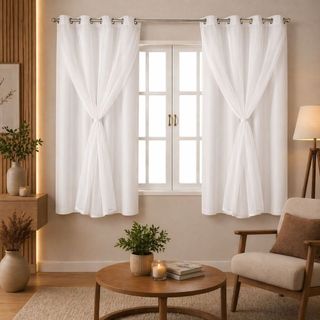Cortina Blackout Blecaute com Voil Liso Elegante Economica 100% corta luz Uma Parte 1,40M…