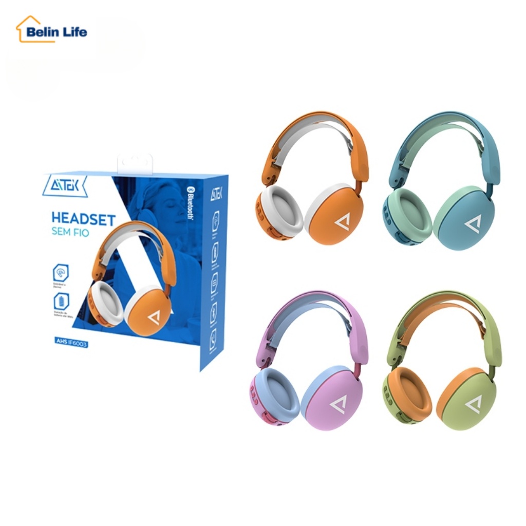 Fone De Ouvido Bluetooth 6.0 Infantil Sem Fio 18h Bateria USB-C Premium  Aitek AHS-F6003