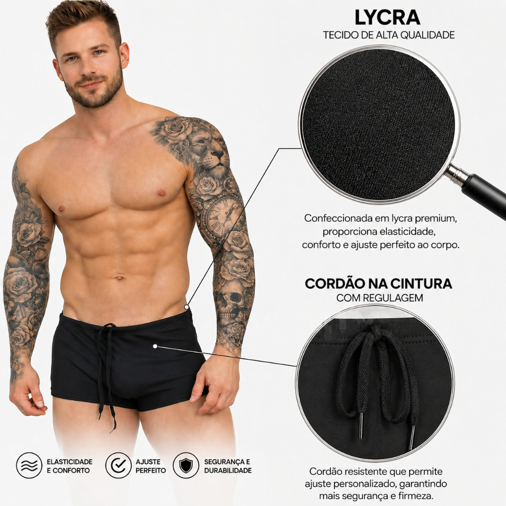 Sunga Boxer  Forrada Premium Anticloro e  Proteção UV+50
