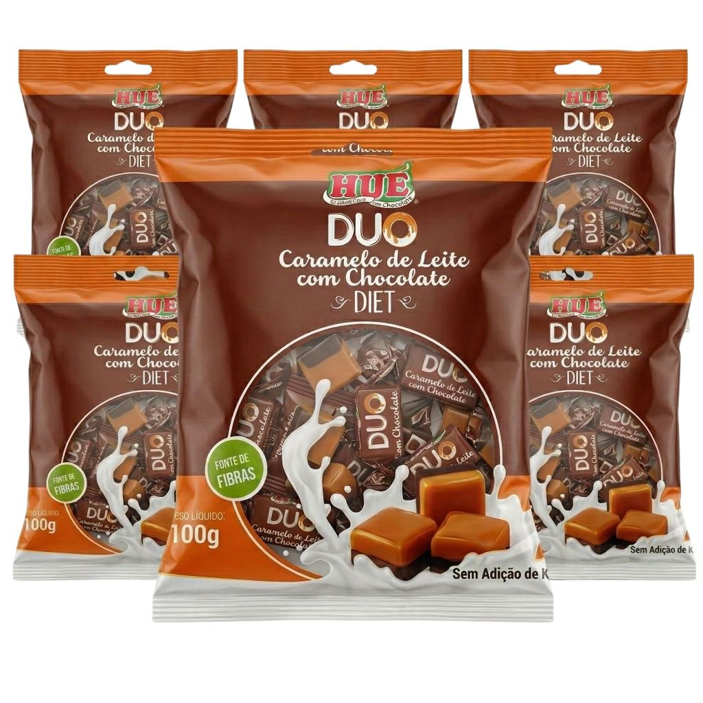 CARAMELO DE LEITE DIET COM CHOCOLATE PACOTE 100G HUE KIT 06
