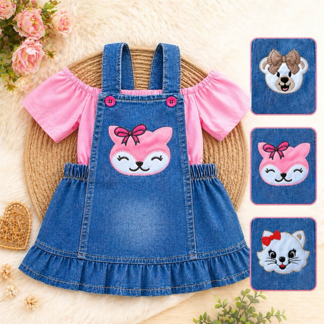 Salopete Jardineira Jeans Moda Infantil Menina