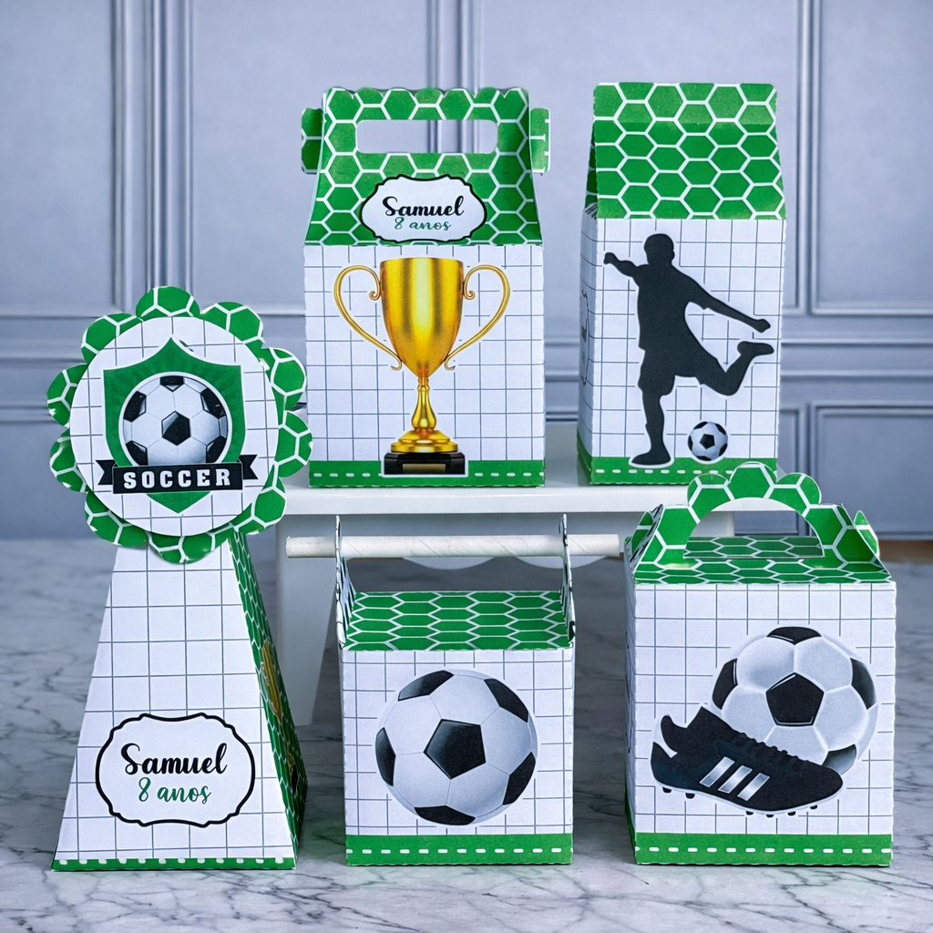 Kit Festa Personalizados FUTEBOL Lembrancinhas Caixinhas de aniversário para festa - PEGUE E MONTE
