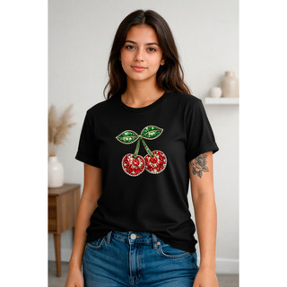 Camiseta Estampa Cereja, Cherries, Cherry Estilosa Moda Tendência 100% Algodão