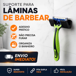 Suporte Lâminas Parelho Barbear Gillette Gilette Adesivo Organização Banheiro Box lavabo Não é Inox
