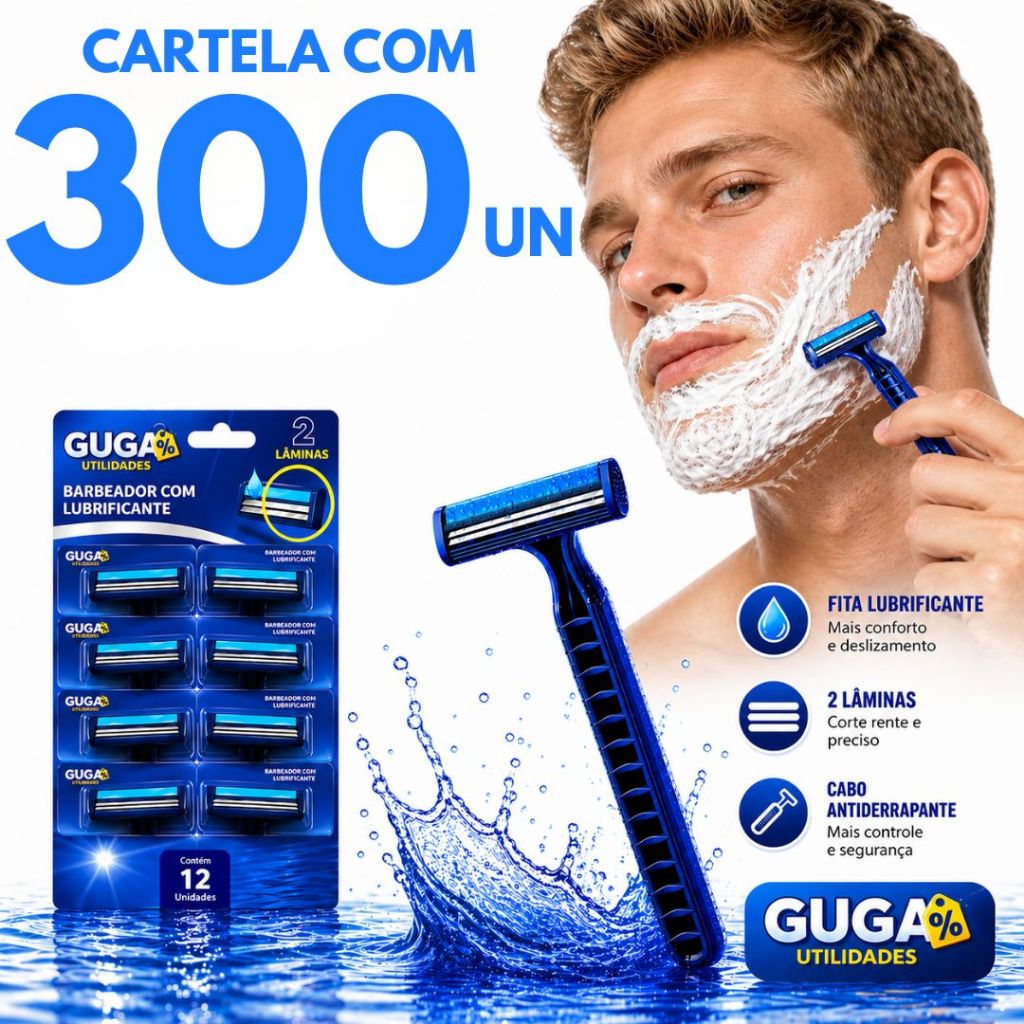 Jogo 300 Aparelho De Barbear Barbeador Descartável Com 2 lâmina Com Fita Lubrificante