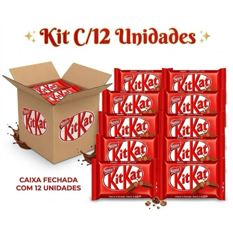 Kit Atacado Chocolate KitKat Nestlé 41,5g - 12 Unidades