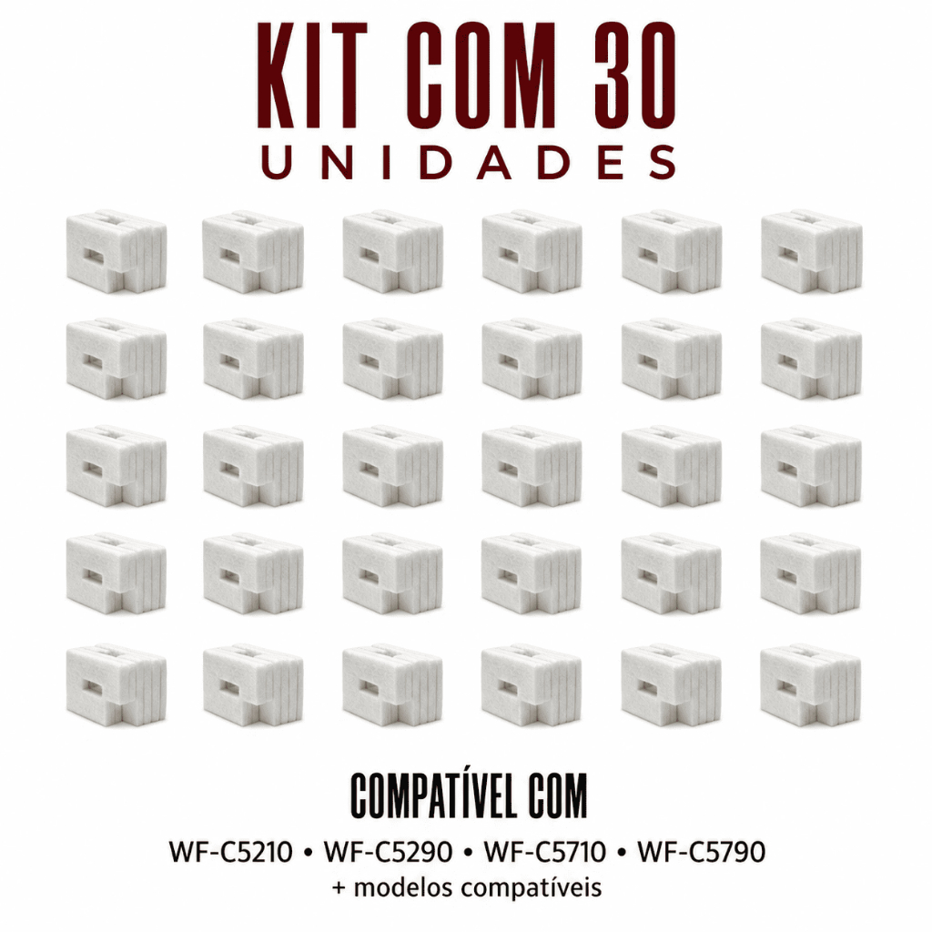 Kit 30 Feltro Almofada Epson T6716 T671600 Sem Chip WF-C5210 C5290 C5710 C5790 M5299 M5799