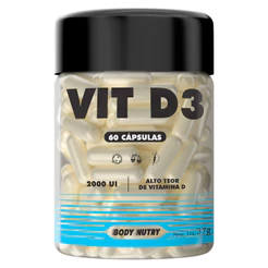 Vitamina D3 2000UI Colecalciferol 50mcg Energia, Bem Estar e Equilíbrio 60 Cápsulas - Body Nutry
