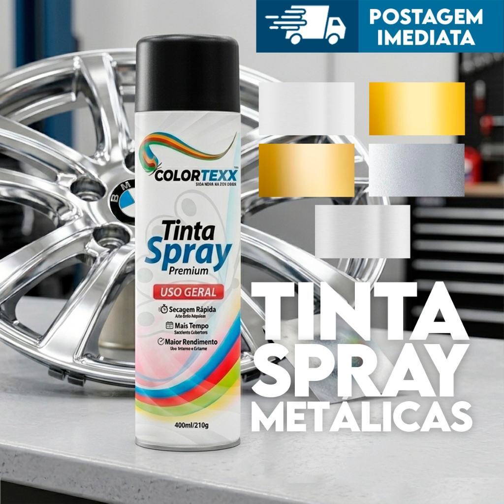 Tinta Spray uso geral Metálico Artesanal 400ml Secagem Rápida Metal Madeira Plástico