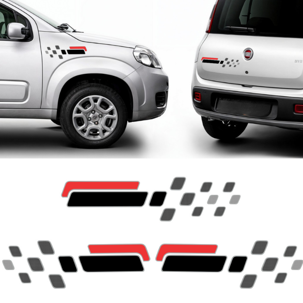 Kit Adesivos Paralama e Traseiro Fiat Uno Sporting 2011 12 13 14 15 16 18 Preto