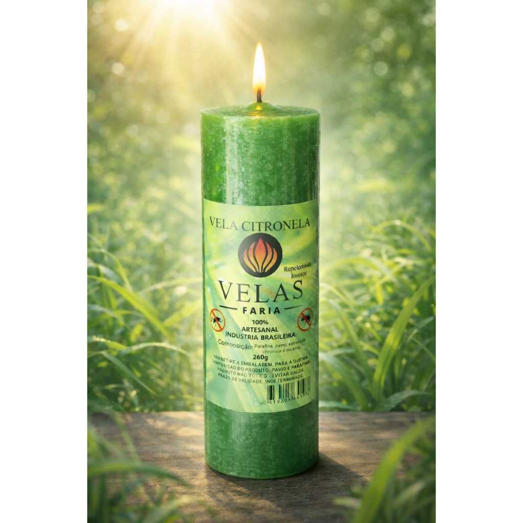6 Velas Citronela Repelente Mosquitos 260g Parafina Pura 15cm Anti Insetos Repelente Natural