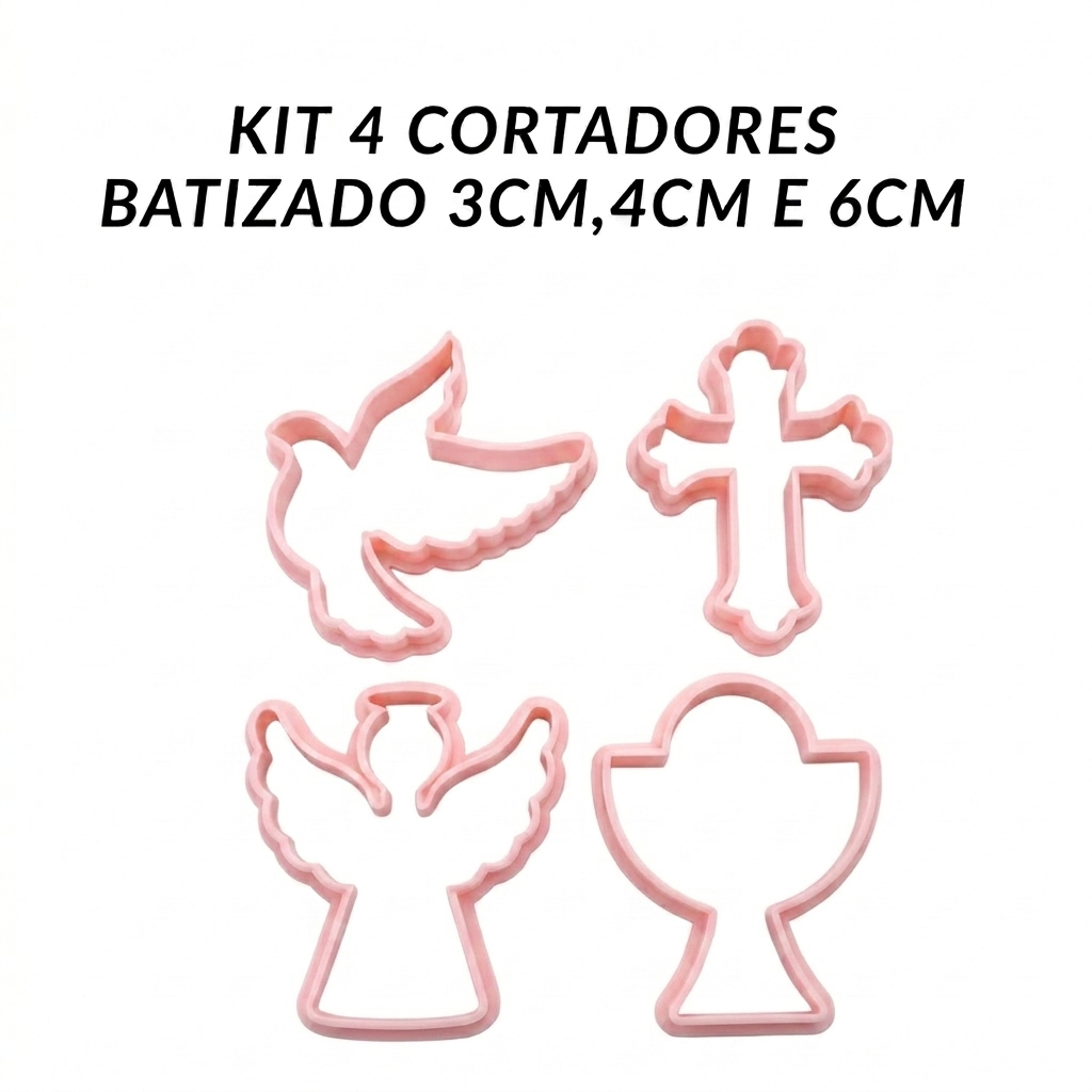 Kit Cortadores Batizado Primeira Eucaristia 4 Formas 3cm,4cm e 6cm Para Biscoito Pasta Americana