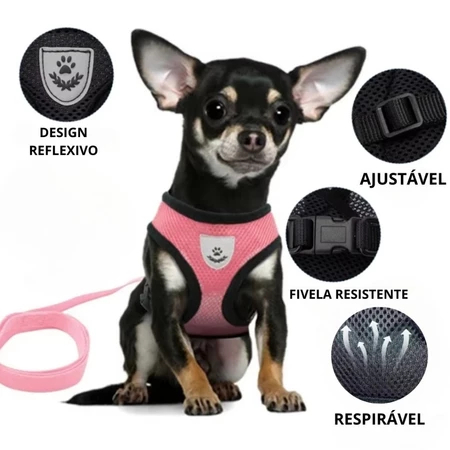 Peitoral para Cachorro com Guia Ajustável Respirável para Cães Pequenos e Médios · foto 2